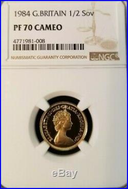 1984 Great Britain Gold 1/2 Sovereign Ngc Pf 70 Cameo Scarce High Grade Beauty