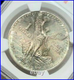 1984 Mexico Silver Libertad 1 Onza Ngc Ms 66 Beautiful Color Toning Gem Bu Coin