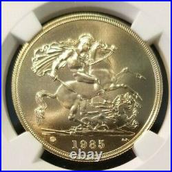 1985 Great Britain Gold 5 Pounds 5 Sov Ngc Ms 69 Very High Grade Beautiful Coin