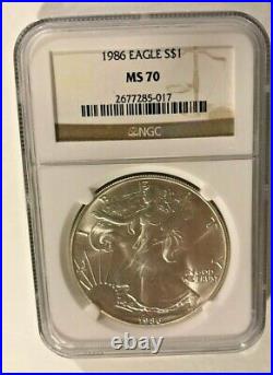 1986 Ngc Ms 70 Silver Eagle Beautiful Coin! Rare