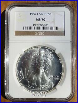 1987 American Silver Eagle NGC MS70 Beautiful NO SPOTS! $950 REDUCED! $925
