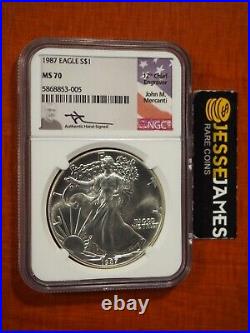 1987 American Silver Eagle Ngc Ms70 John Mercanti Signed Beautiful Coin Low Pop