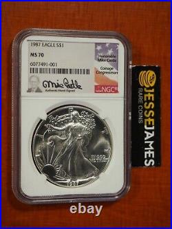 1987 American Silver Eagle Ngc Ms70 Mike Castle Signed Beautiful Coin Low Pop
