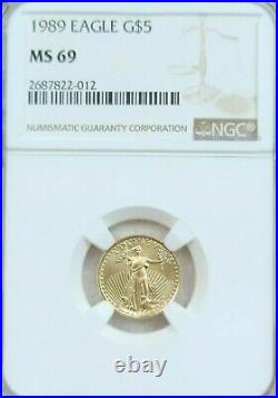 1989 American Gold Eagle 5 Dollars G$5 Ngc Ms 69 High Grade Beauty