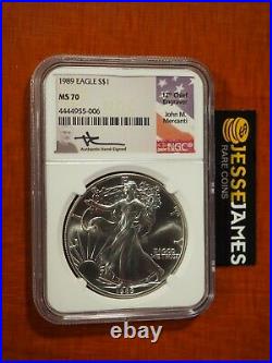 1989 American Silver Eagle Ngc Ms70 John Mercanti Signed Beautiful Coin Low Pop