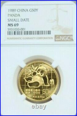 1989 China Gold 50 Yuan G50y Panda Ngc Ms 69 High Grade Bright Beautiful Coin