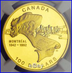1992, Canada. Beautiful Gold 100 Dollars Montreal. A Perfect Coin! NGC PF-70