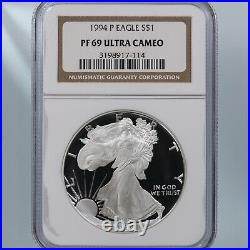 1994 P American Silver Eagle S$1 NGC Certified PF69 Ultra Cameo
