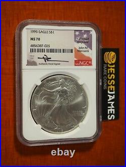 1995 American Silver Eagle Ngc Ms70 John Mercanti Signed Beautiful Coin Low Pop