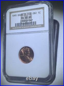 1995 Double Die Obverse Lincoln Cent Beautiful Ngc Ms68 Rd Amazing High End Coin