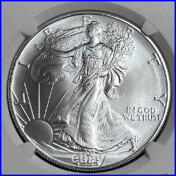 1995 P Silver Eagle Ms70 Ngc Signed Mercanti Flag Beautiful Low Pop #558