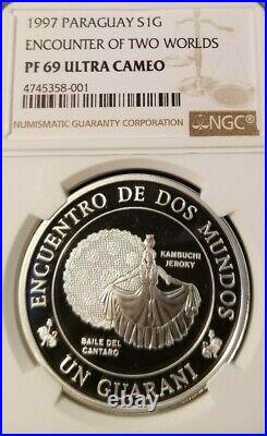 1997 Paraguay S1g Baile Del Cantaro Ngc Pf 69 Ultra Cameo Scarce Coin Beautiful