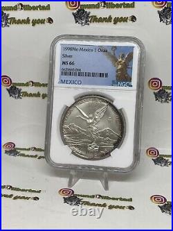 1998-Mo Libertad Silver 1 oz NGC MS66 Beautiful Toning? 