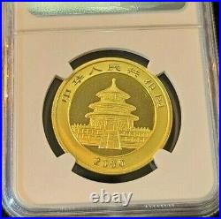 2000 China Gold 100 Yuan G100y Panda Frosted Ring Ngc Ms 68 High Grade Beauty