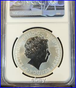 2002 Great Britain Silver 2 Pounds Britannia Ngc Ms 69 Rare Beautiful Coin