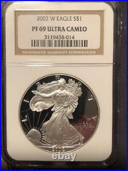 2002-W Silver Eagle S $1 NGC PF69 PROOF ULTRA CAMEO! Beautiful CoIn FREE SHIP