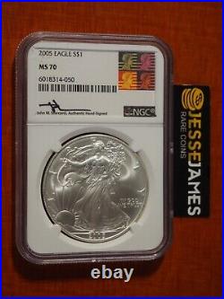 2005 American Silver Eagle Ngc Ms70 John Mercanti Signed Beautiful Coin Low Pop