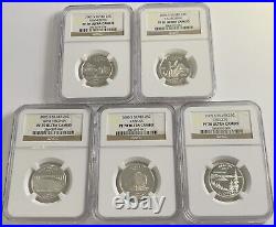 2005 S Ngc Pf70 Ultra Cameo Silver Proof 5 Coin Quarter Set Kansas Ca Mn Or Wv