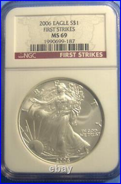 2006 American $1 Silver Eagle 1 oz. NGC Graded First Strike MS 69 BEAUTIFUL COIN