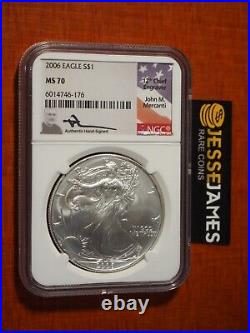 2006 American Silver Eagle Ngc Ms70 John Mercanti Signed Beautiful Coin Low Pop