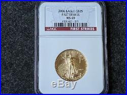 2006 Gold Eagle Liberty $25 Coin, First Strike NGC MS69, Beautiful