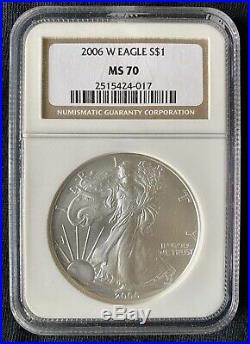 2006-W Burnished 1 Oz Silver American Eagle NGC MS-70 SPOTLESS BEAUTY