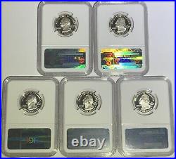 2007 S Ngc Pf70 Silver Proof Statehood 5 Coin Quarter Set Wyoming ID Mt Ut Wa