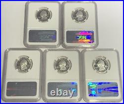 2008 S Ngc Pf70 Uc Silver Proof Statehood 5 Coin Quarter Set Hawaii Ak Az Nm Ok