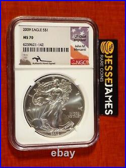 2009 American Silver Eagle Ngc Ms70 John Mercanti Signed Beautiful Coin Low Pop