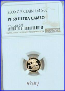 2009 Great Britain Gold 1/4 Sovereign Ngc Pf 69 Ultra Cameo Beautiful Coin