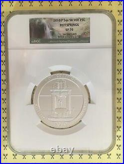 2010P Hot Springs 5 Oz Silver Quarter NGC SP70 ONLY 257 CERTIFIED WITH GRADE