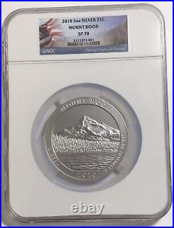 2010 5 Ounce Silver ATB Mount Hood NGC SP70 National Treasures Label