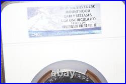 2010 5 Oz Silver 25c Mount Hood Early Release Gem Uncirculated (ngc)