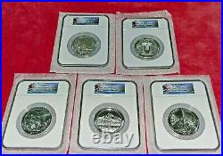2010 5 Oz Us Mint. 999 Silver America Beautiful Complete Set Ms69 Early Release