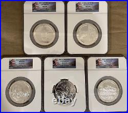 2010 5 oz America The Beautiful 5 Coin Set NGC MS69 PL and DPL