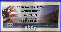 2010 5 oz America The Beautiful Mount Hood NGC MS69 DPL top 61