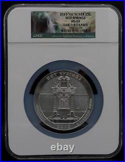2010 5 oz Silver America The Beautiful Hot Springs Early Releases NGC MS 69