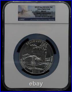 2010 5 oz Silver America The Beautiful Yellowstone Early Releases NGC MS 69