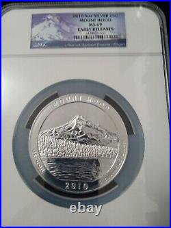 2010 5 oz silver 25c Mountain Hood MS 69 Early releases
