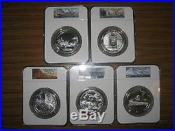 2010 America The Beautiful Set Ms69 Ngc Early Release 5 Silver 5 Oz Coins