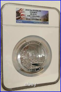 2010 Atb Yosemite 5 Oz. 999 Silver Coin Ngc Ms69 Proof Like Early Releases