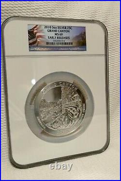 2010 Grand Canyon America The Beautiful 5 Oz. 999 Silver Coin Ngc Ms69 Er