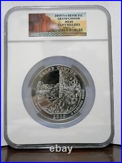 2010 Grand Canyon America The Beautiful 5 Oz. 999 Silver Coin Ngc Ms69 Er