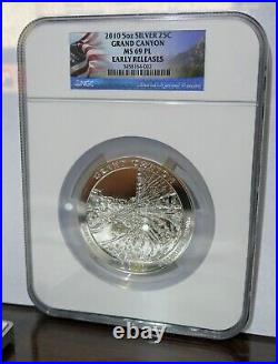 2010 Grand Canyon America The Beautiful 5 Oz. 999 Silver Coin Ngc Ms69 Pl Er