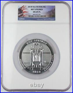 2010 Hot Springs America the Beautiful 5 Oz Silver Coin NGC MS69 PL Proof Like