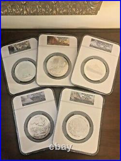 2010 NGC America the Beautiful 5 oz Coin Set MS 69 Early Releases