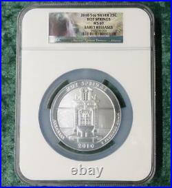 2010 NGC MS69 Early Release Hot Springs 5oz Silver America the Beautiful Quarter