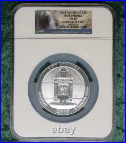 2010 NGC MS69 Early Release Hot Springs 5oz Silver America the Beautiful Quarter