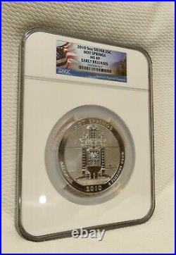 2010 Ngc Ms69 Er Hot Springs 5 Oz 999 Silver Coin America The Beautiful Excellen