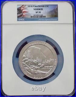 2010 P 5 Oz Silver Coin 25c America The Beautiful Yosemite SP70 NGC